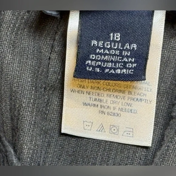 Lands End Wide Traditional Fit Black Corduroy Pants Womens 18 R Cuffed Hem 32x29 - Picture 7 of 8